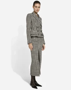 Long macro-houndstooth skirt