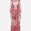 Long Majolica-print chiffon dress