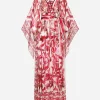 Long Majolica-print chiffon dress