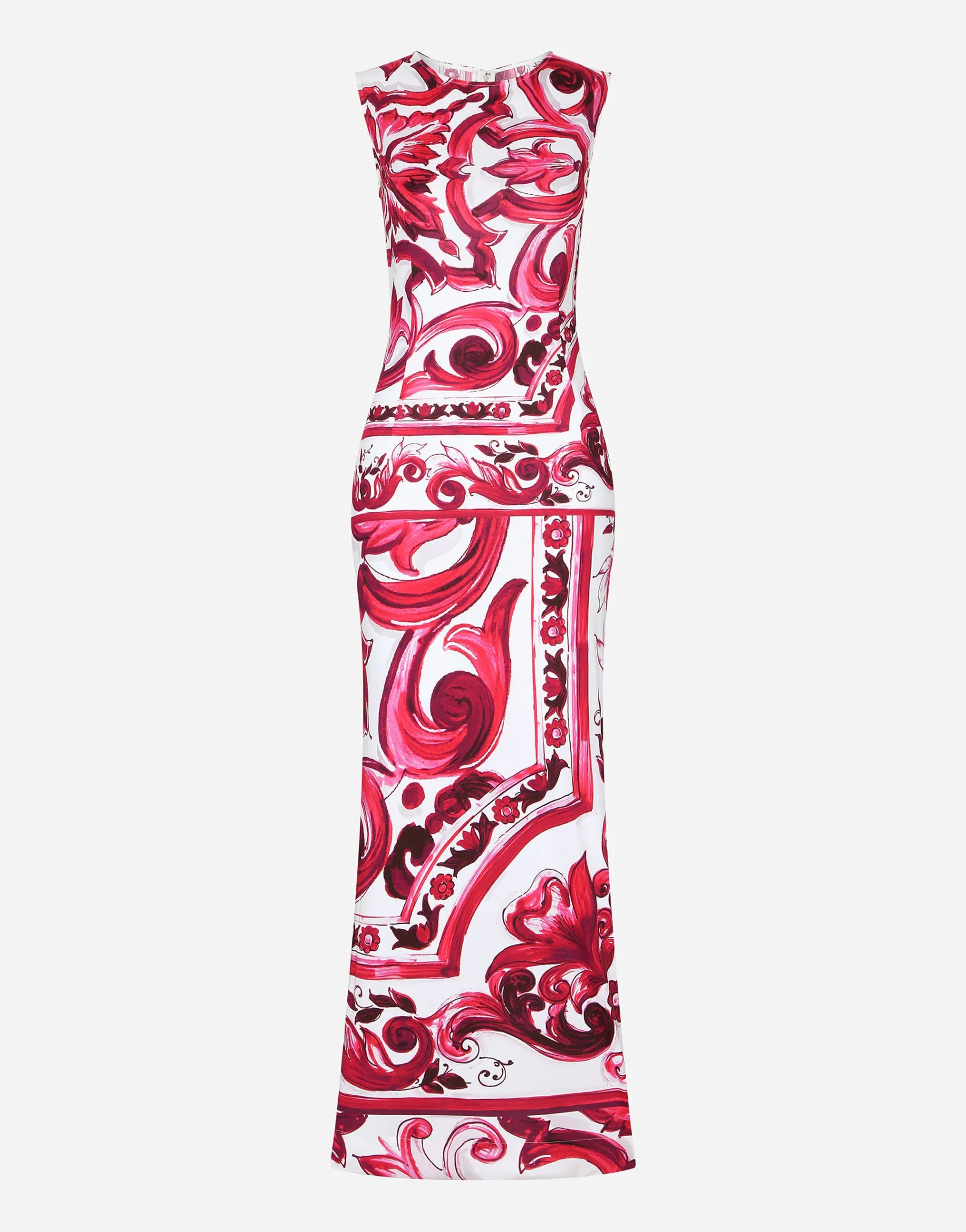 Long Majolica-print organzine dress