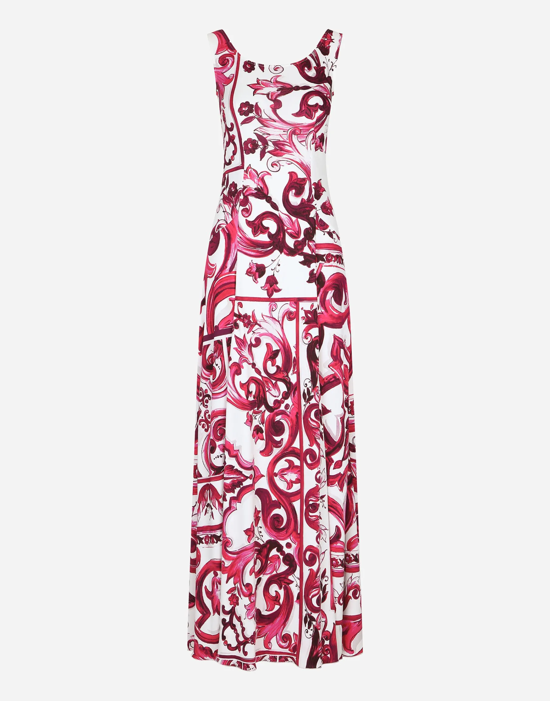 Long Majolica-print organzine dress