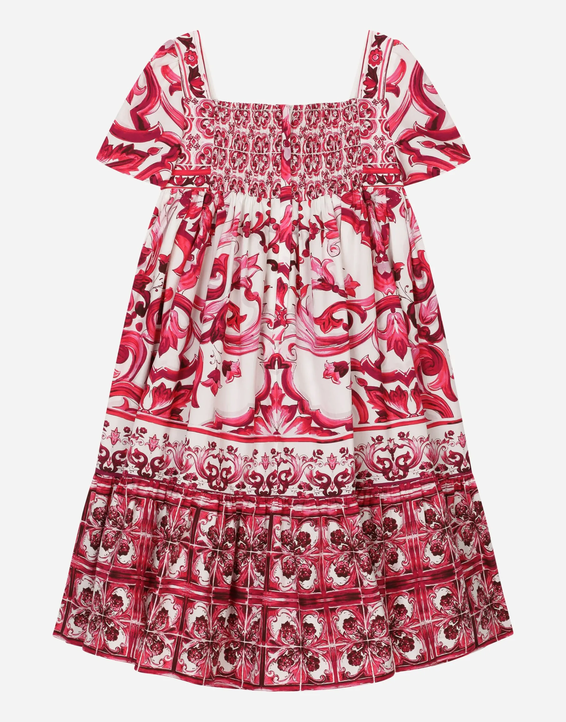 Long Majolica-print poplin dress