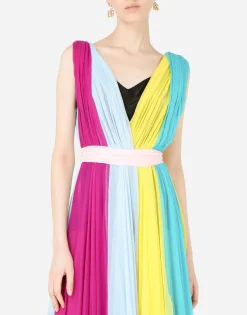 Long multi-colored chiffon dress