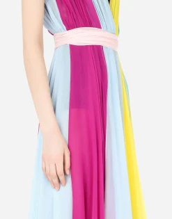 Long multi-colored chiffon dress