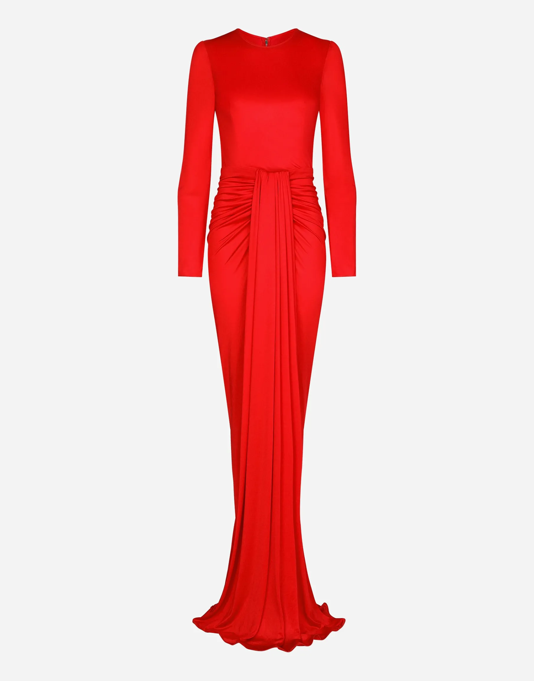 Long organzine dress with draping