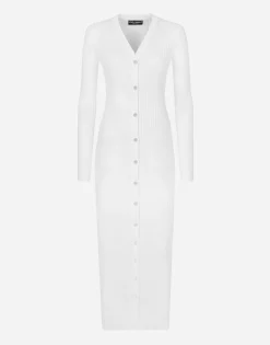 Long ribbed viscose cardigan