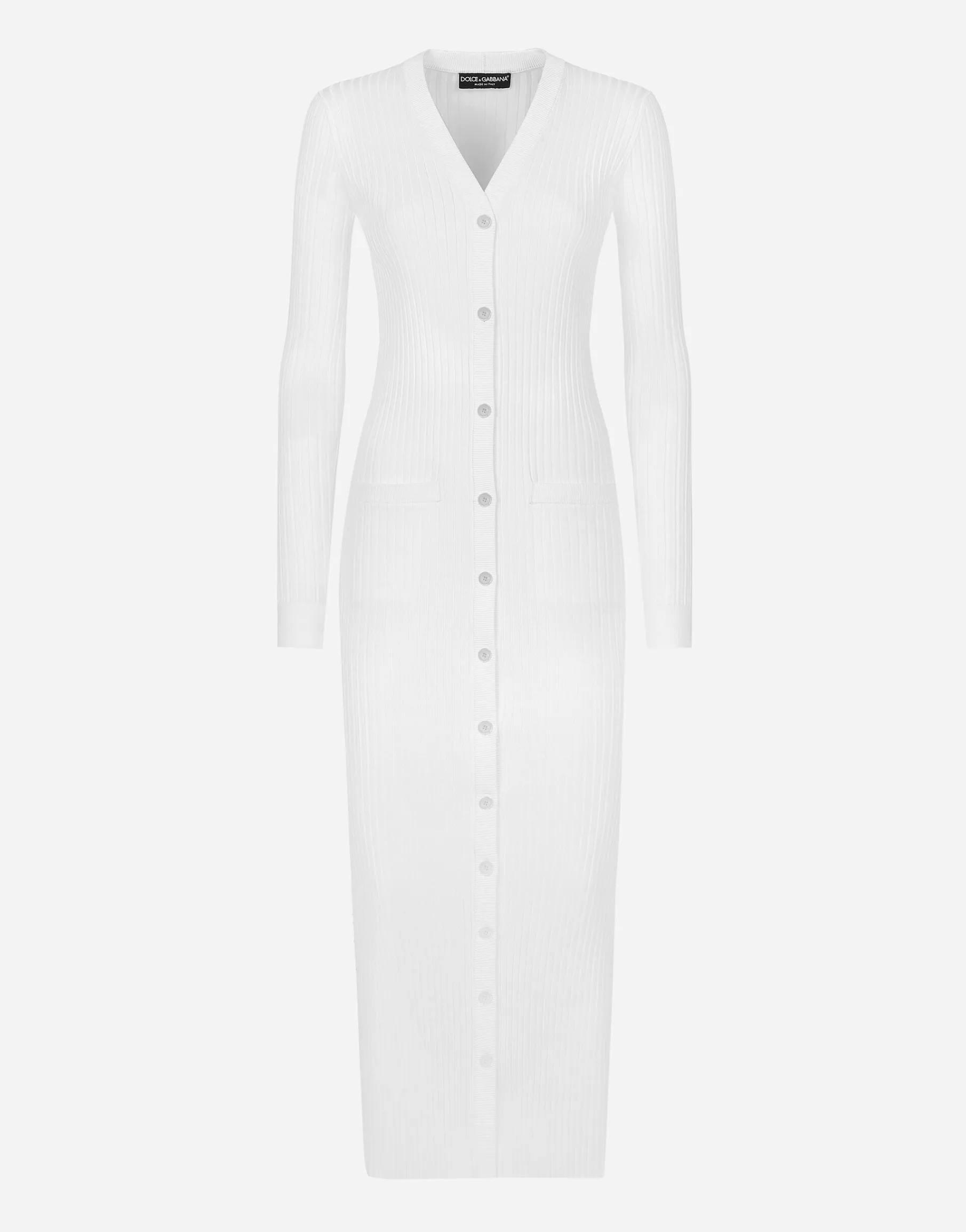 Long ribbed viscose cardigan