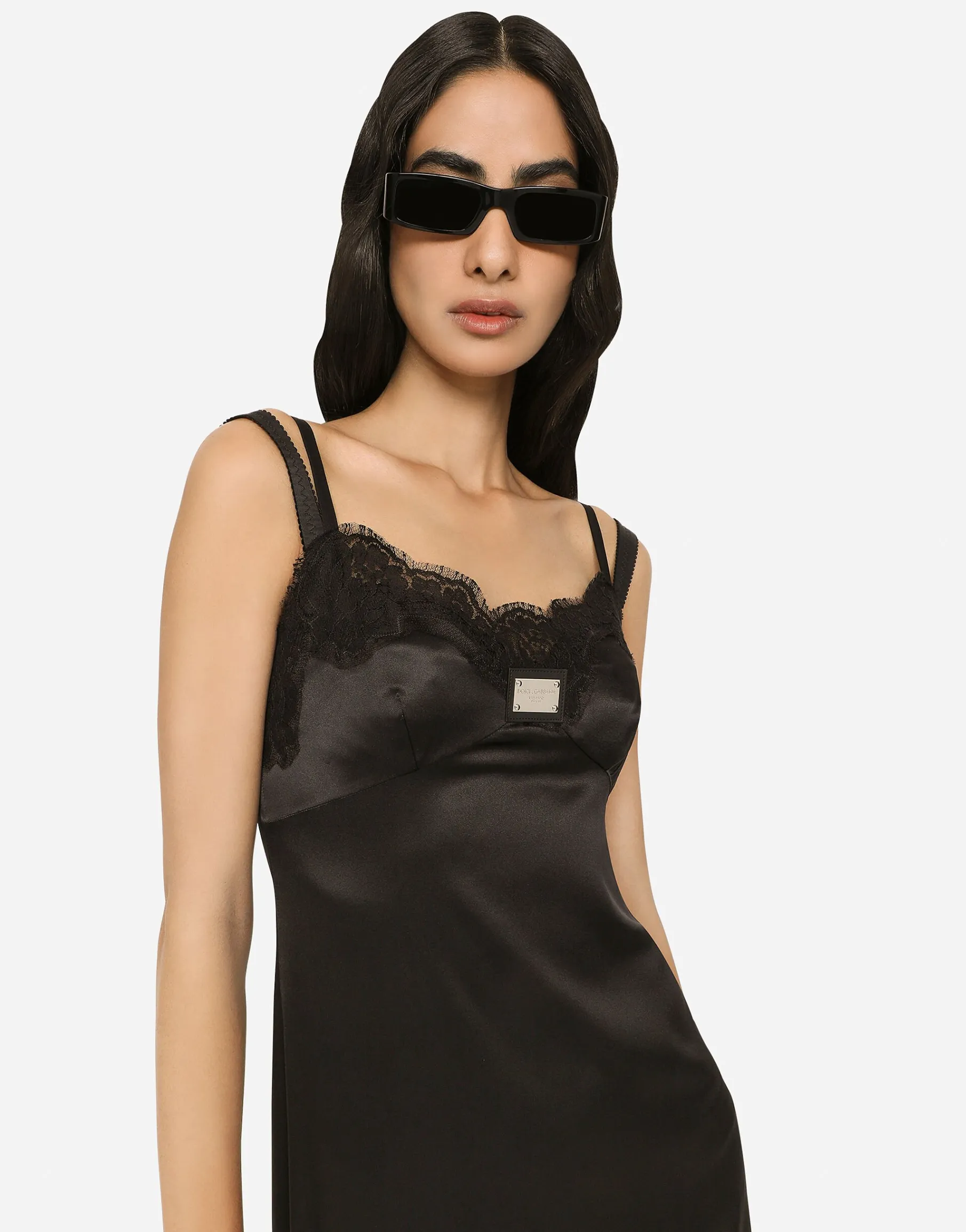 Long satin slip dress with the Dolce&Gabbana tag