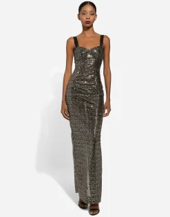 Long sequined corset dress