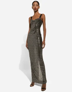 Long sequined corset dress