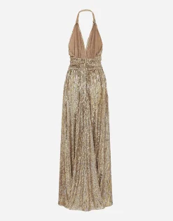 Long sequined dress with slit