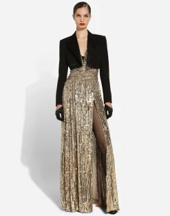 Long sequined dress with slit