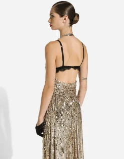 Long sequined dress with slit