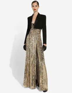 Long sequined dress with slit
