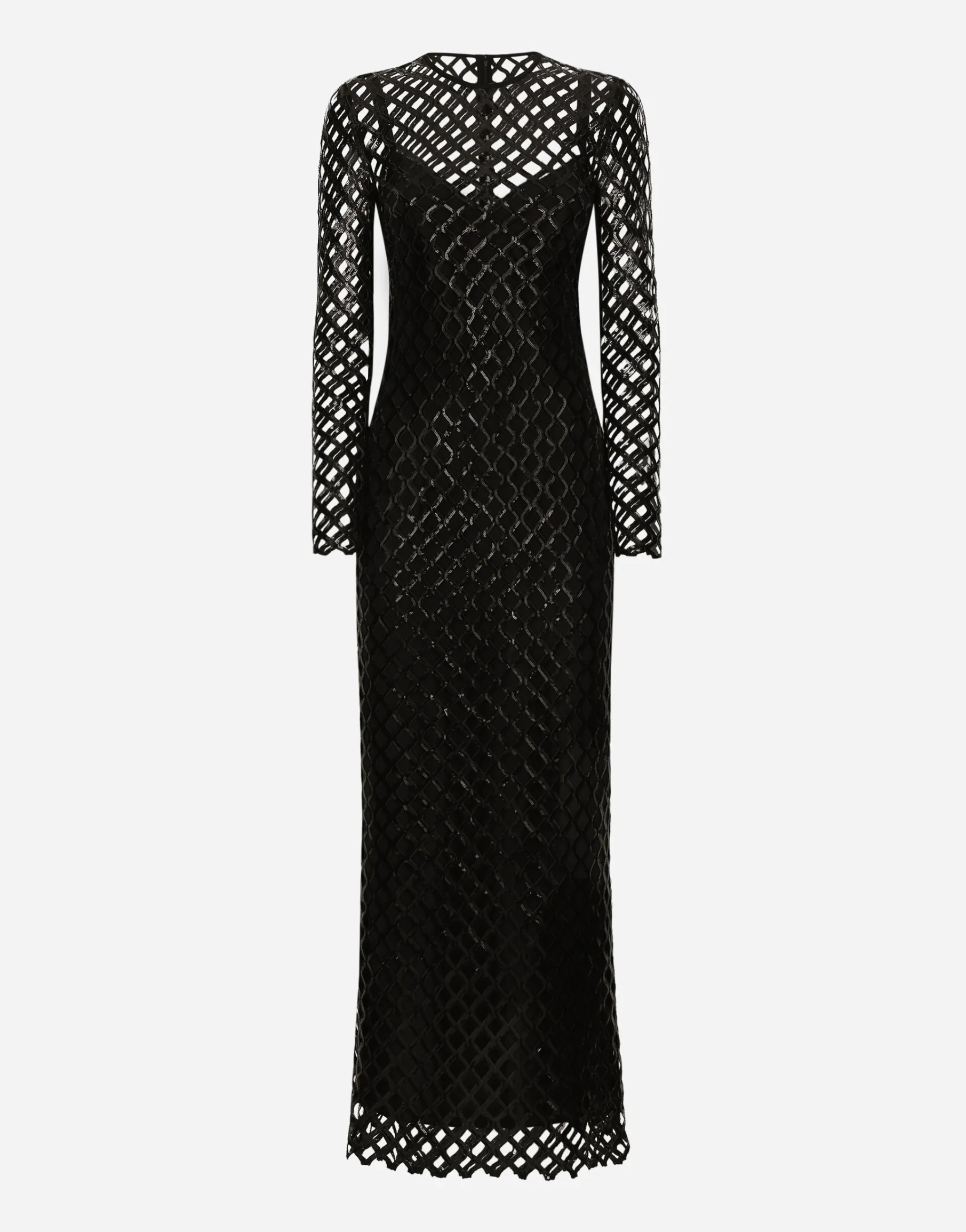 Long sequined mesh dress