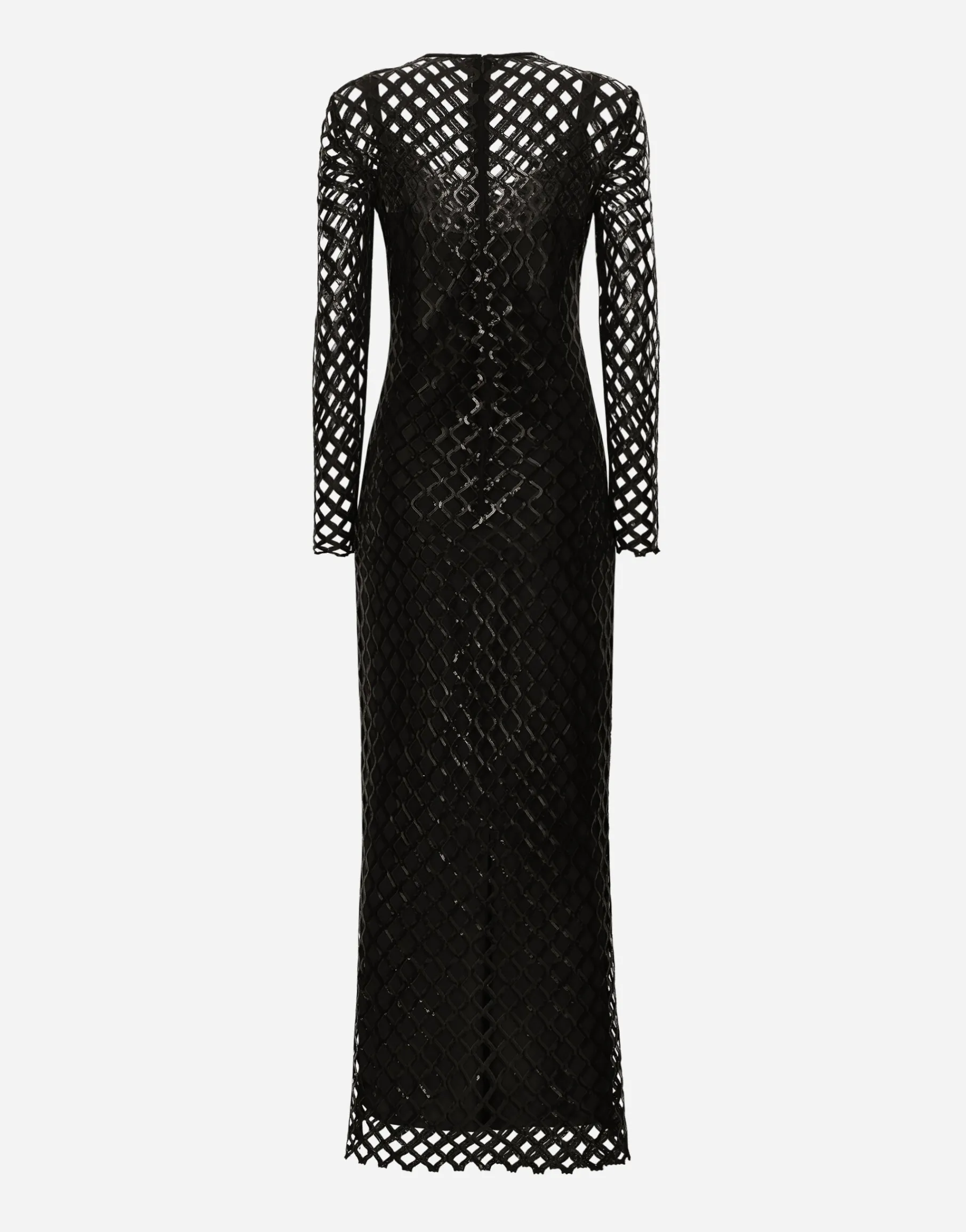 Long sequined mesh dress