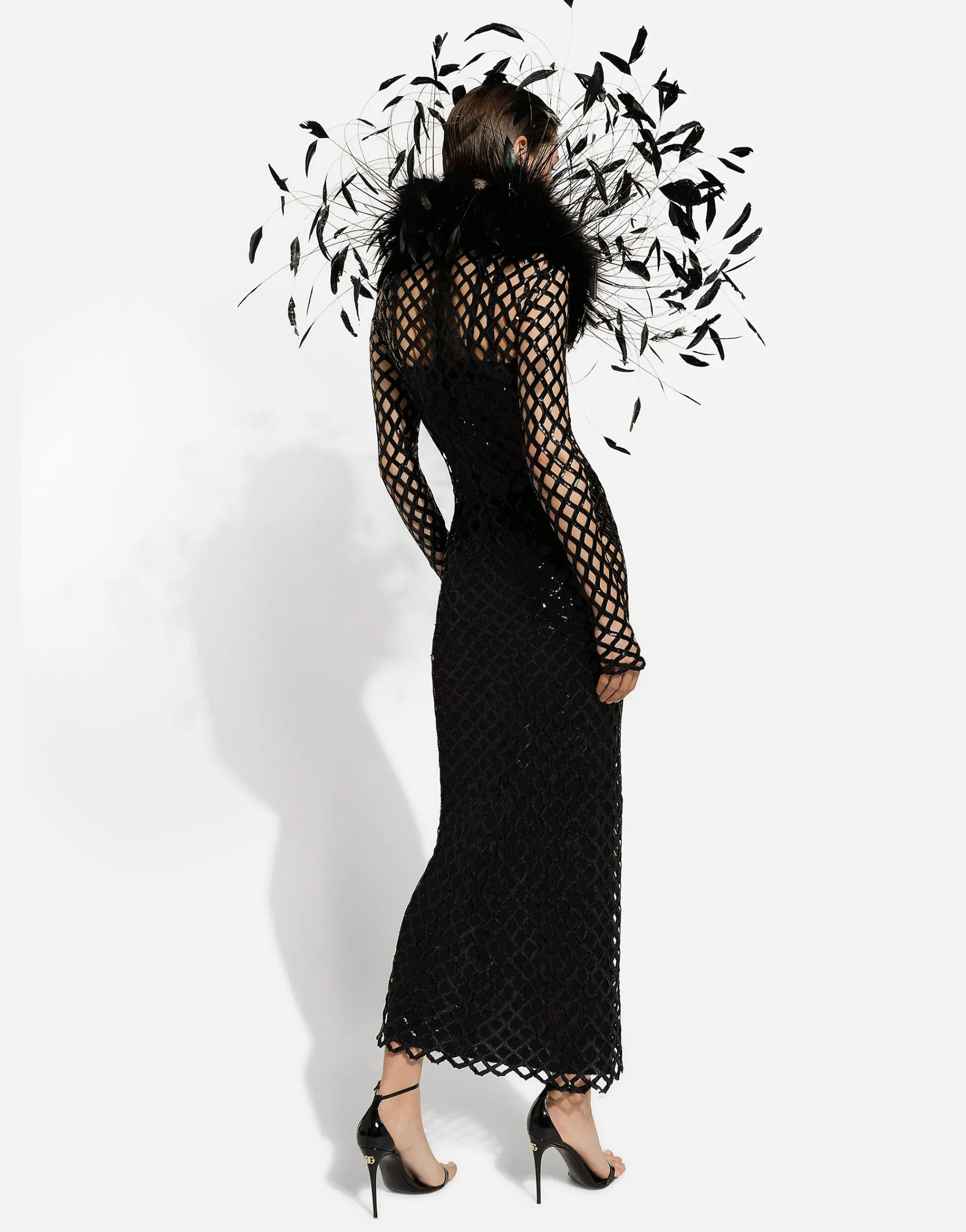 Long sequined mesh dress