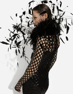 Long sequined mesh dress