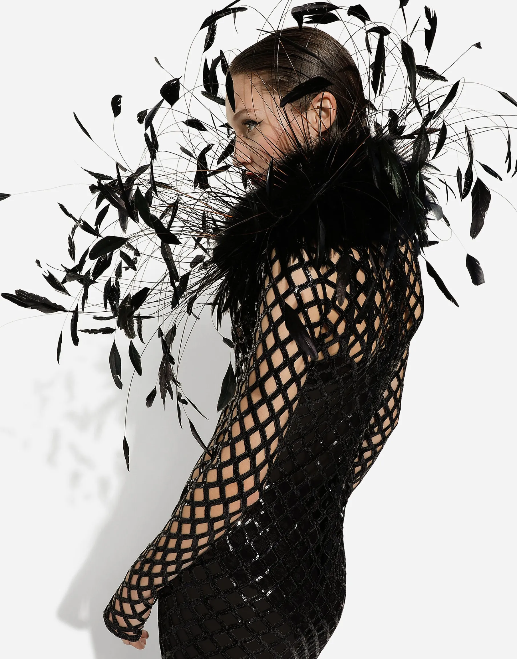 Long sequined mesh dress