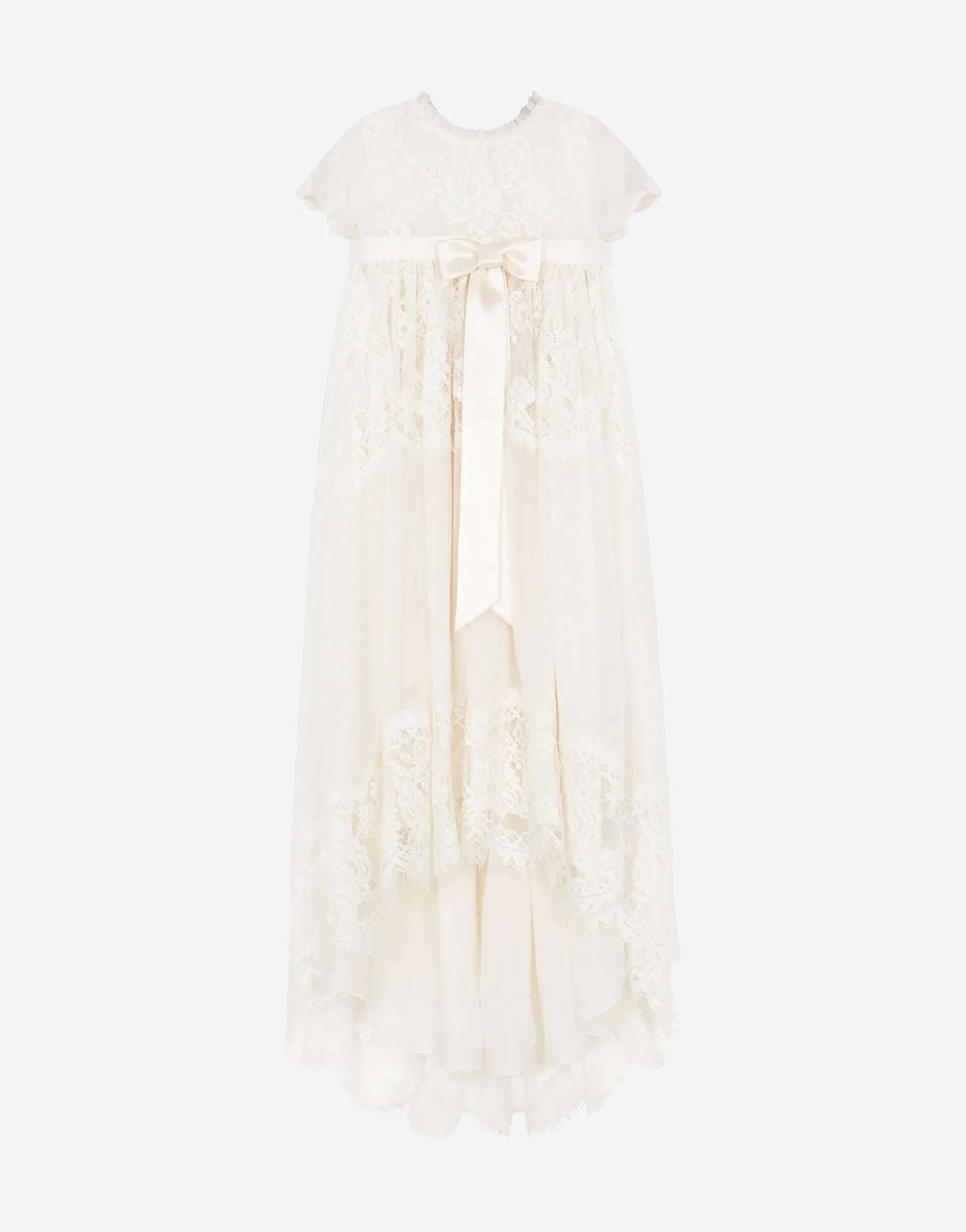 Long silk chiffon and lace dress