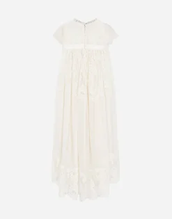 Long silk chiffon and lace dress