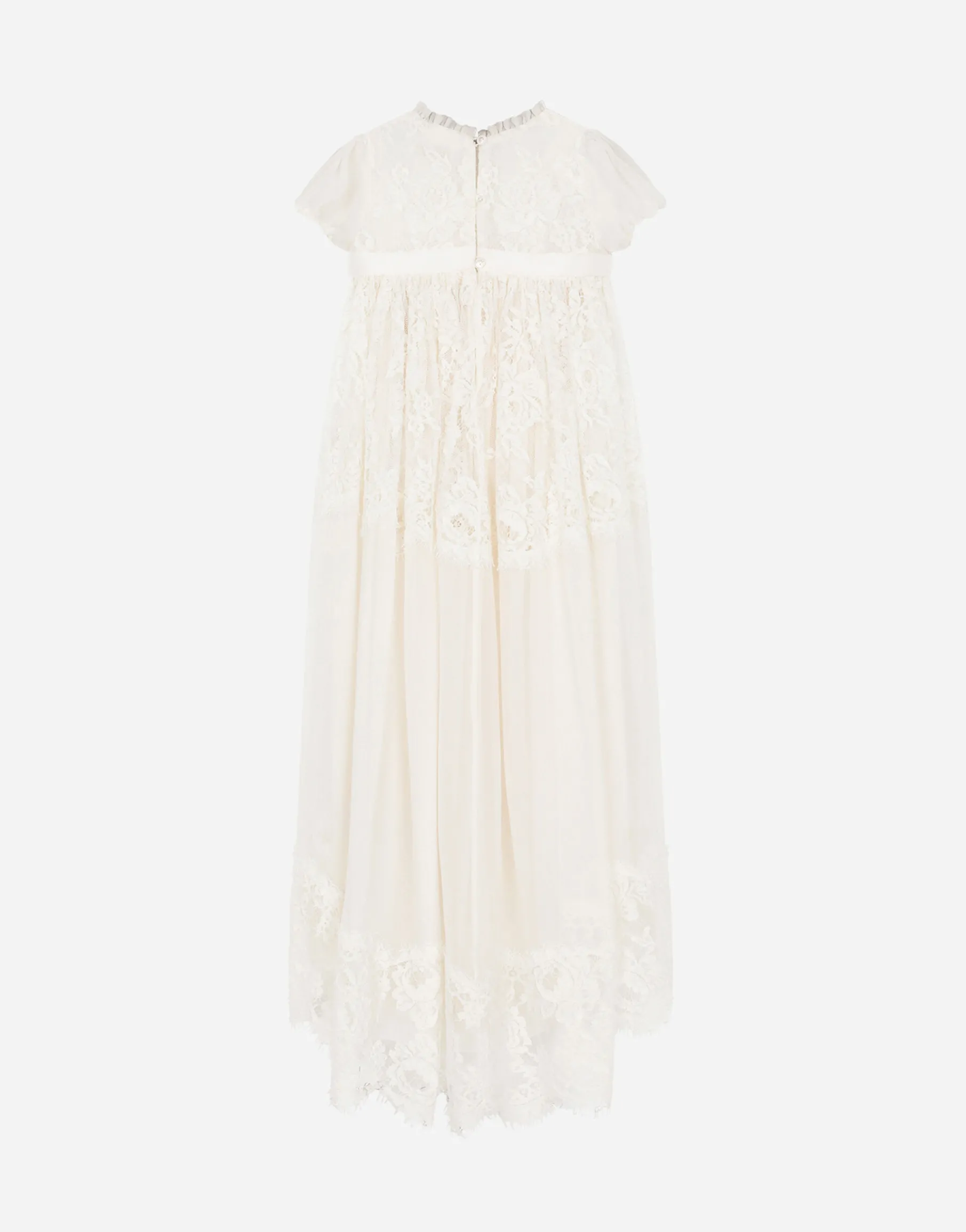 Long silk chiffon and lace dress