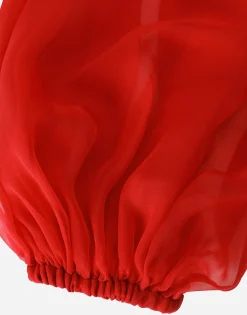 Long silk chiffon dress with bow detail