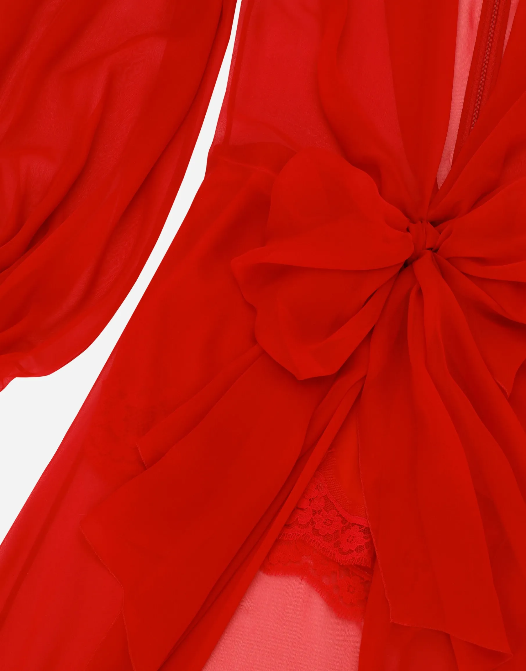 Long silk chiffon dress with bow detail