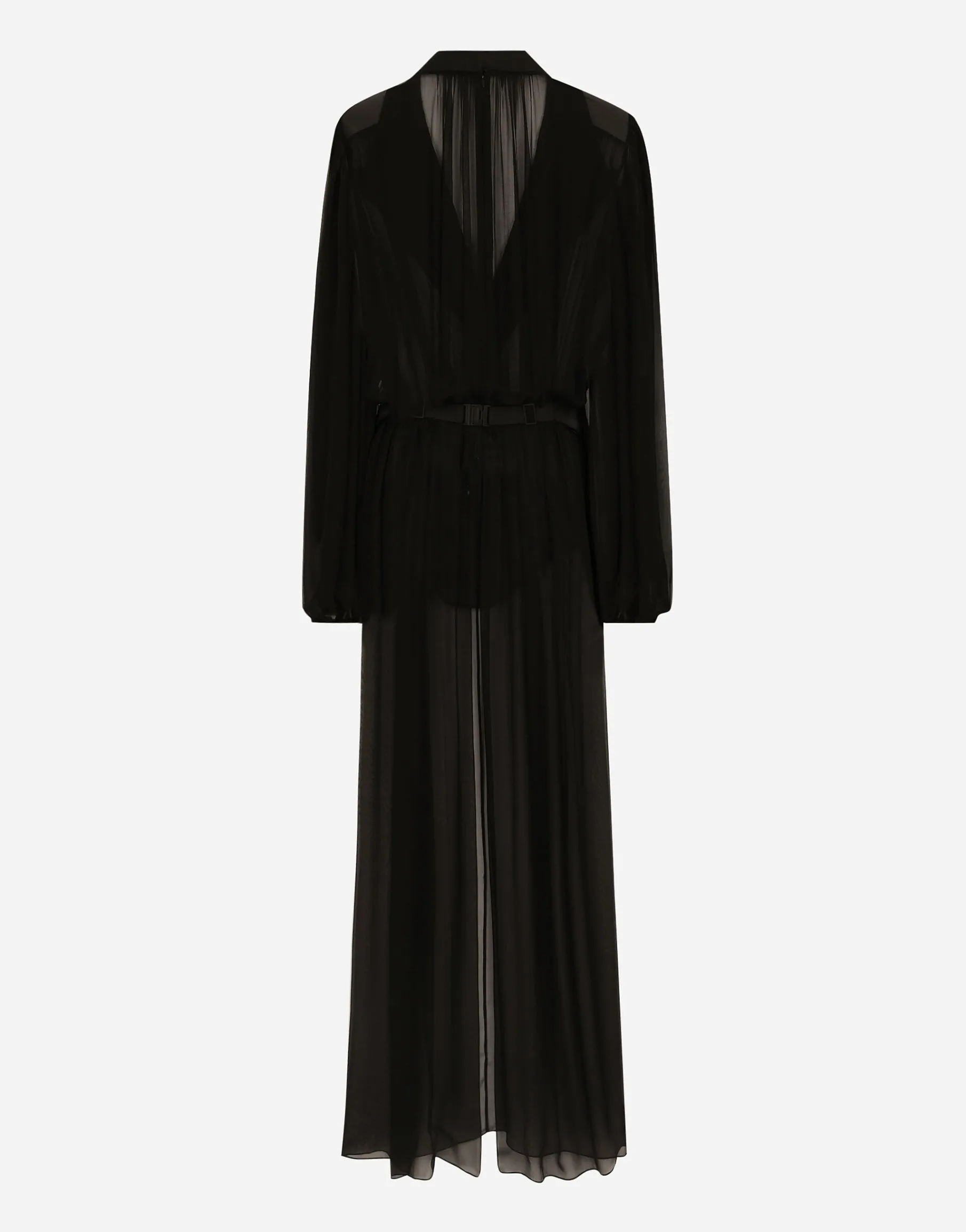 Long silk chiffon tuxedo dress