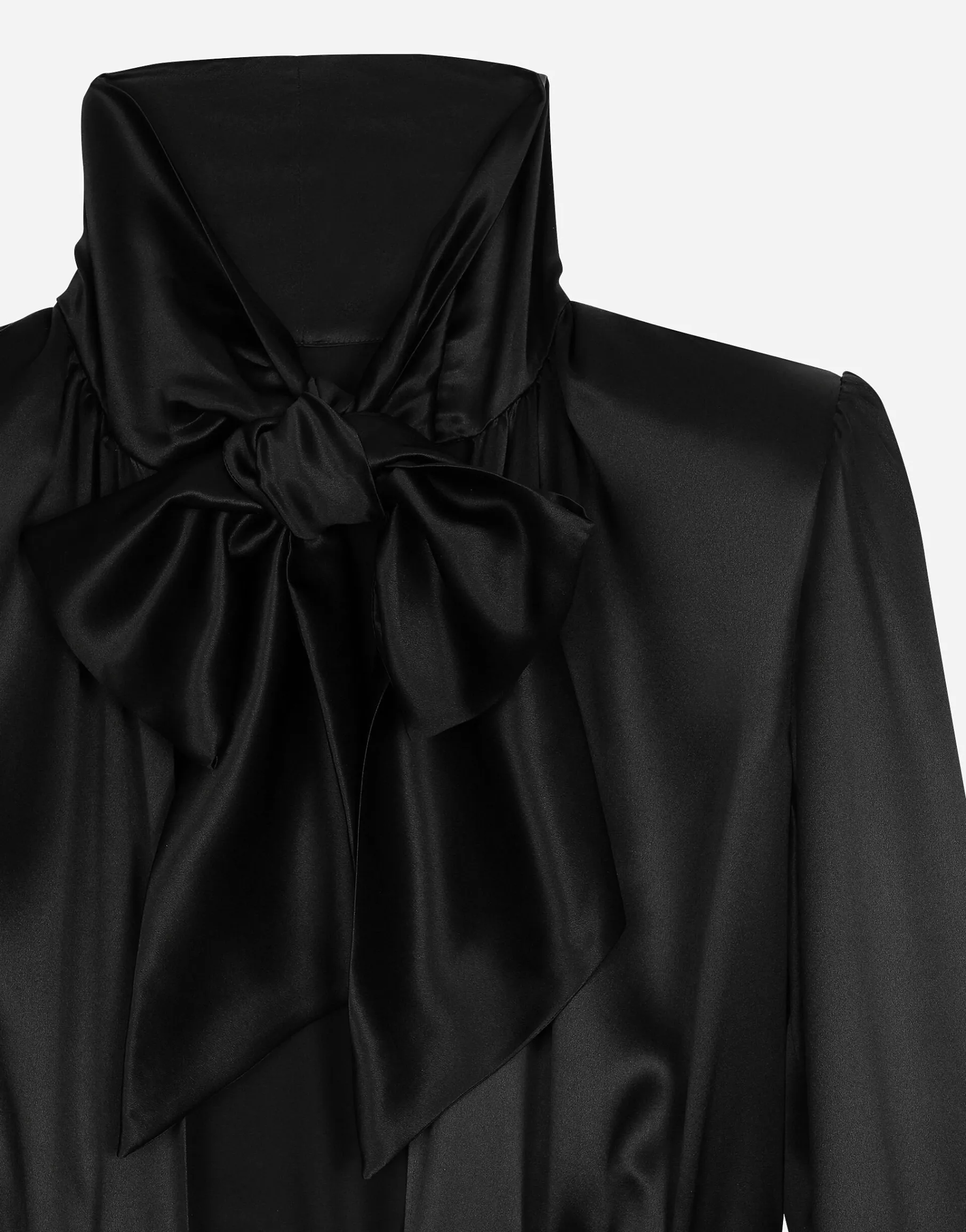 Long silk satin dress with front slit