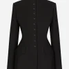 Long single-breasted wool cady Dolce-fit jacket