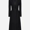 Long single-breasted wool cady coat
