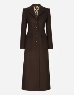 Long single-breasted wool and cashmere coat