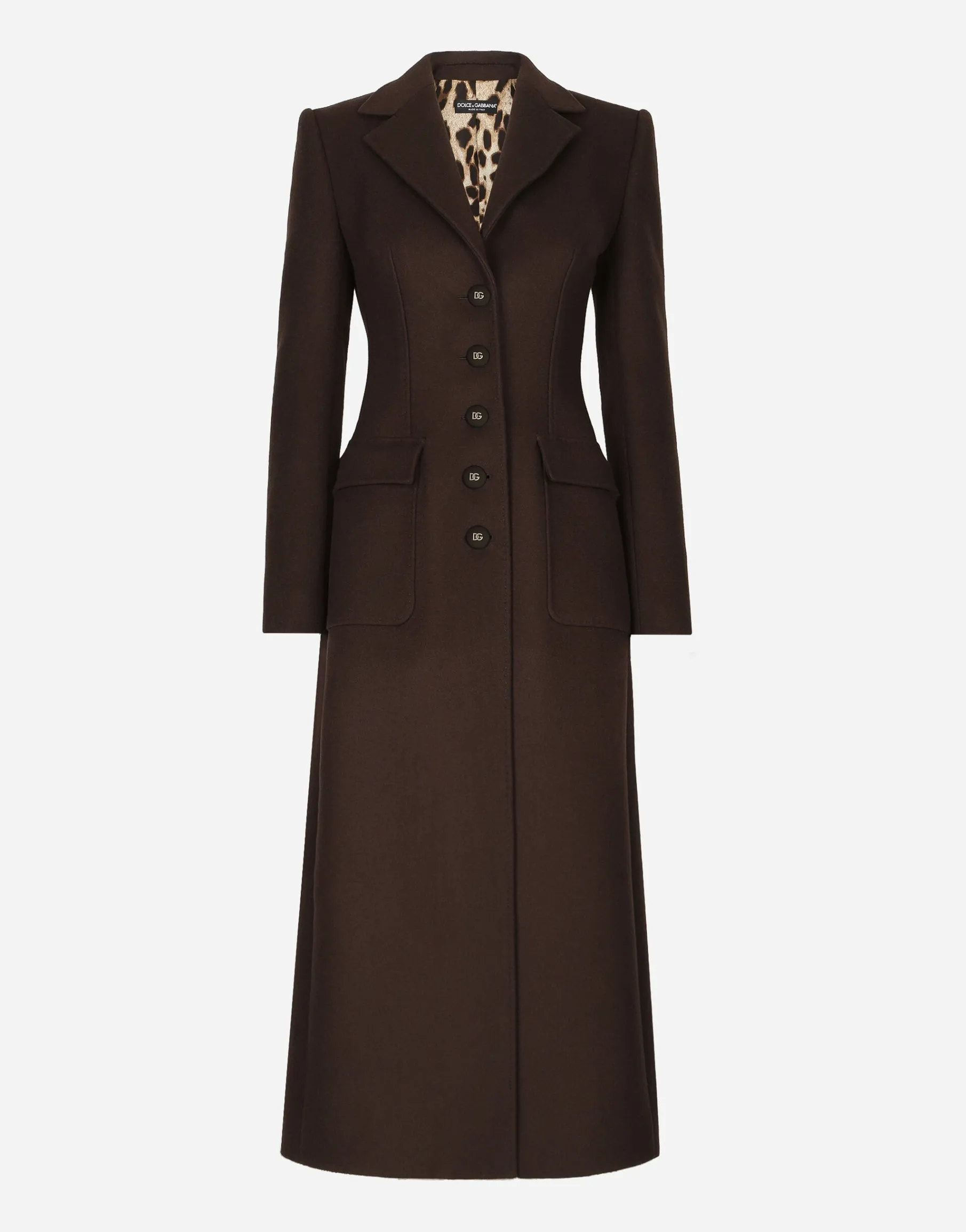 Long single-breasted wool and cashmere coat