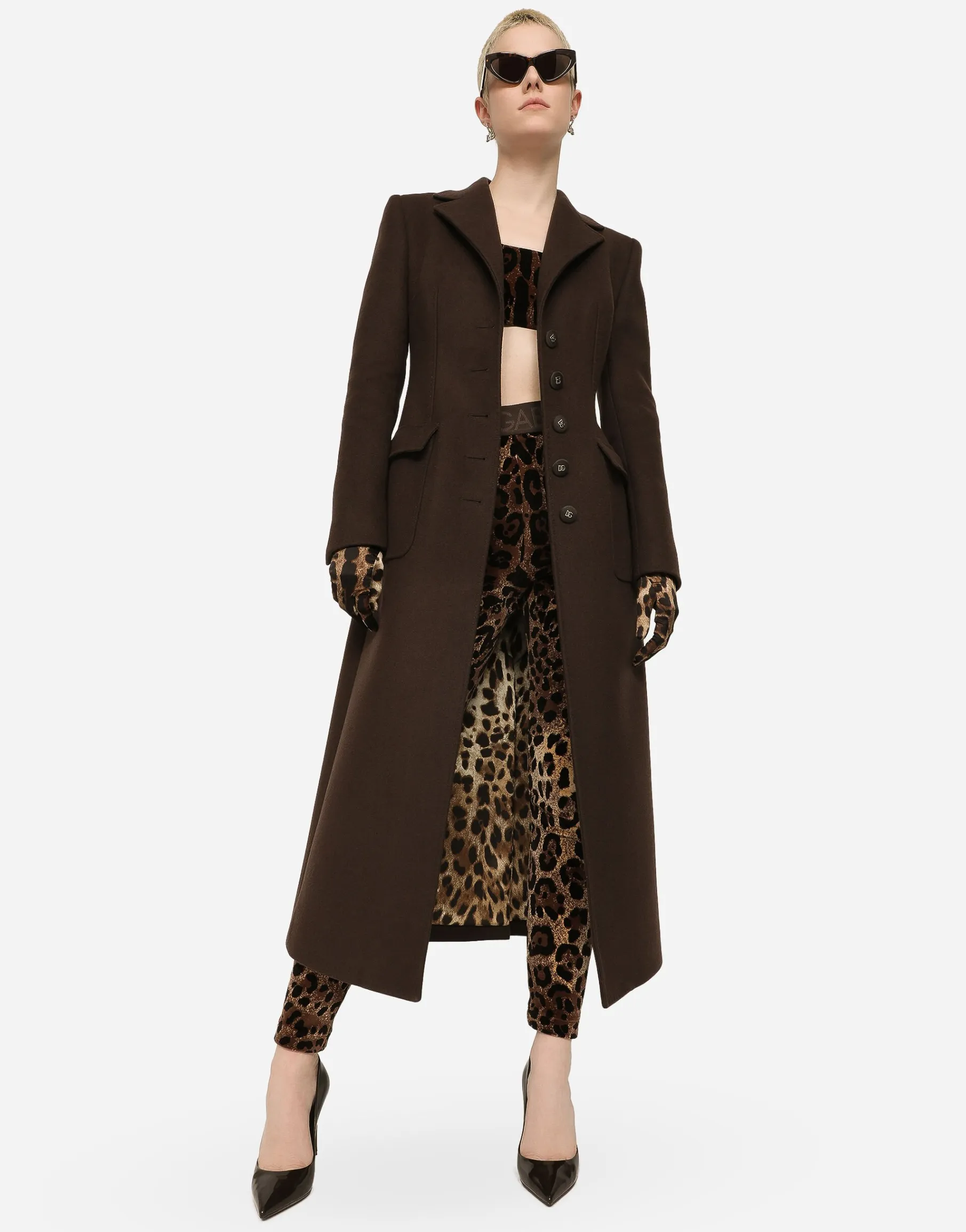 Long single-breasted wool and cashmere coat