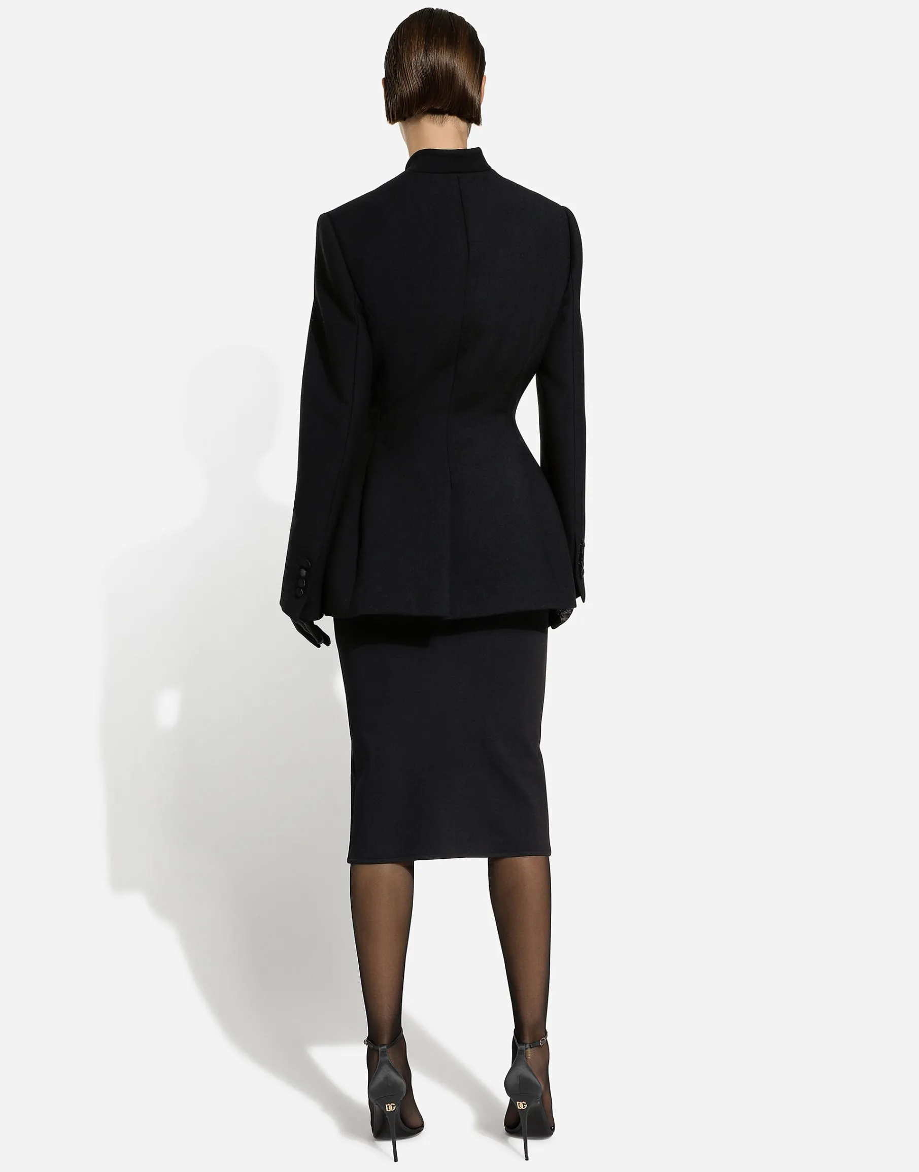 Long single-breasted wool cady Dolce-fit jacket