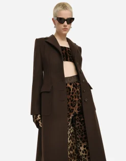 Long single-breasted wool and cashmere coat