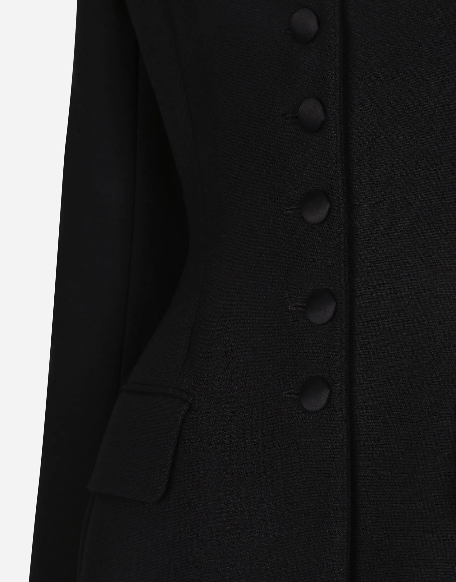 Long single-breasted wool cady Dolce-fit jacket