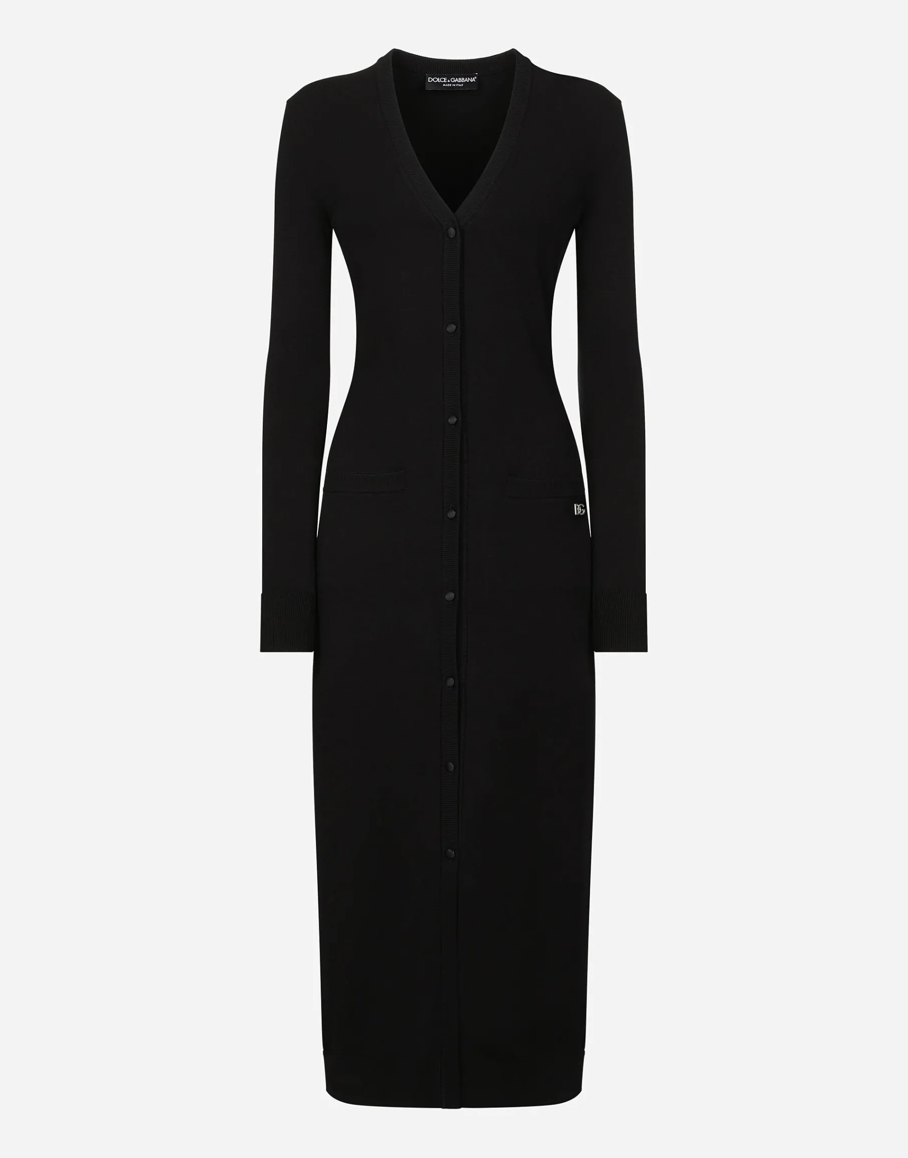 Long stretch viscose knit cardigan with DG logo