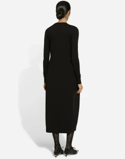 Long stretch viscose knit cardigan with DG logo