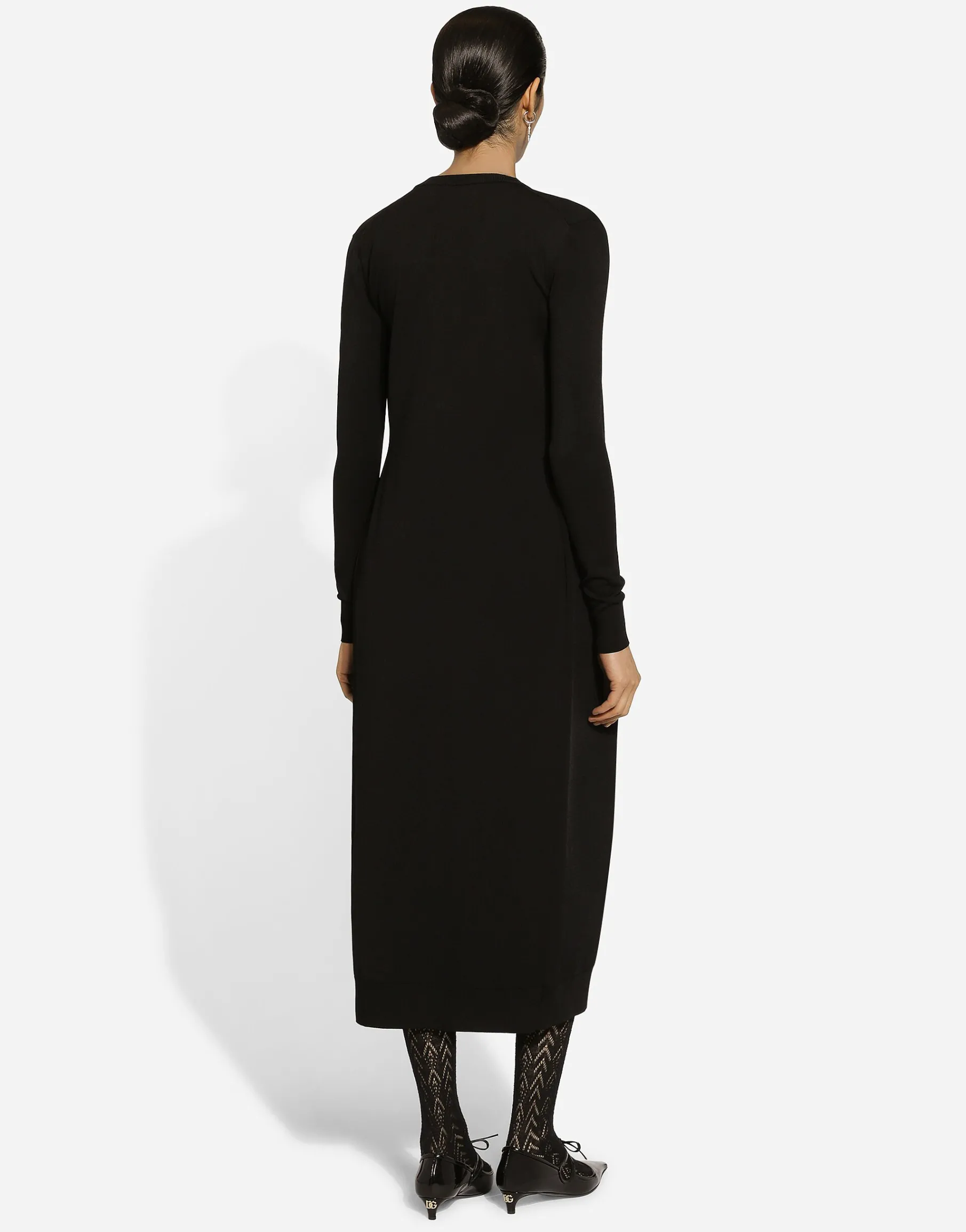 Long stretch viscose knit cardigan with DG logo