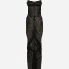 Long tulle dress with corset details