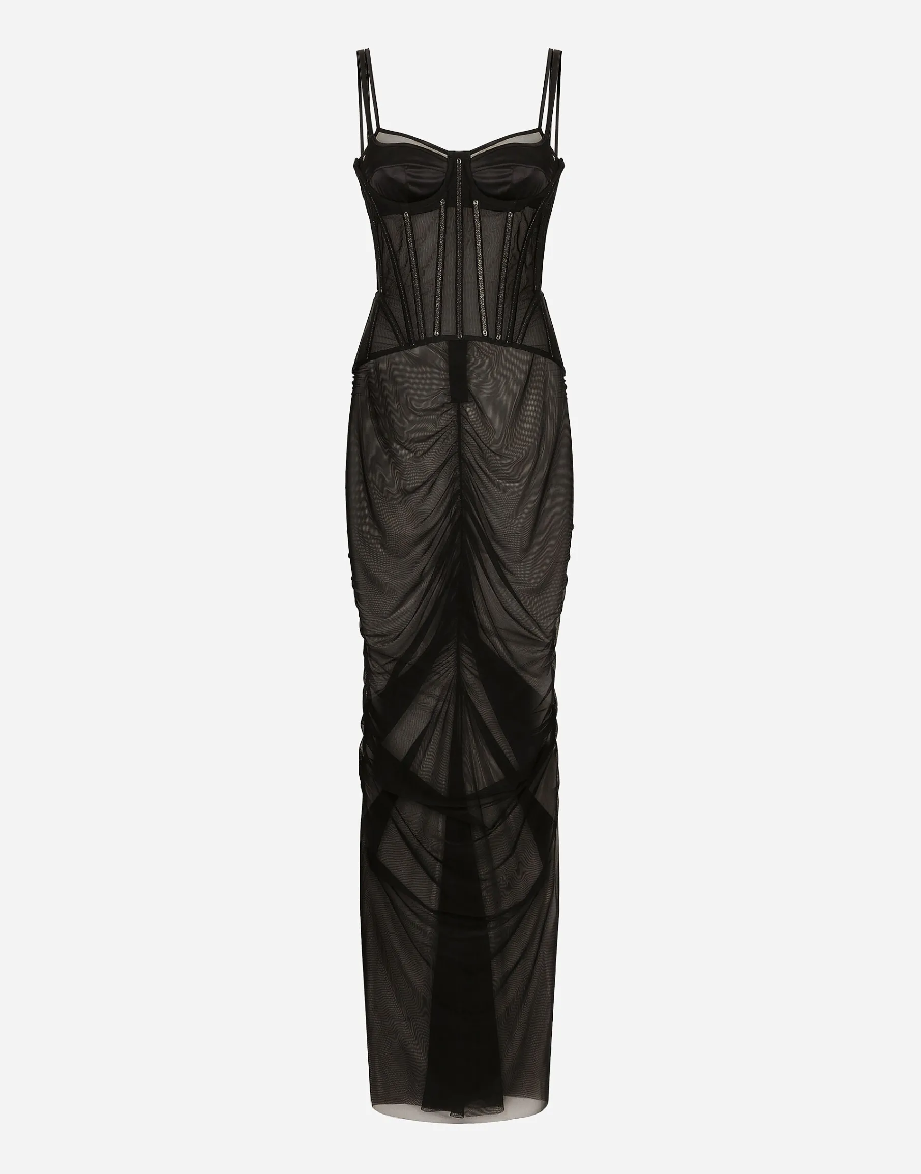 Long tulle dress with corset details