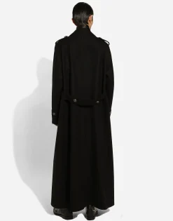 Long wool military-style coat
