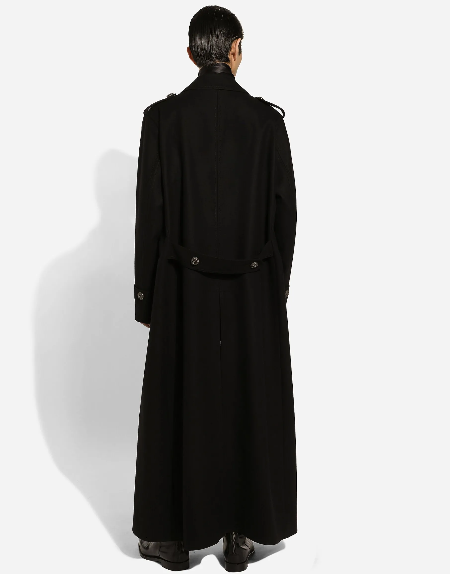 Long wool military-style coat