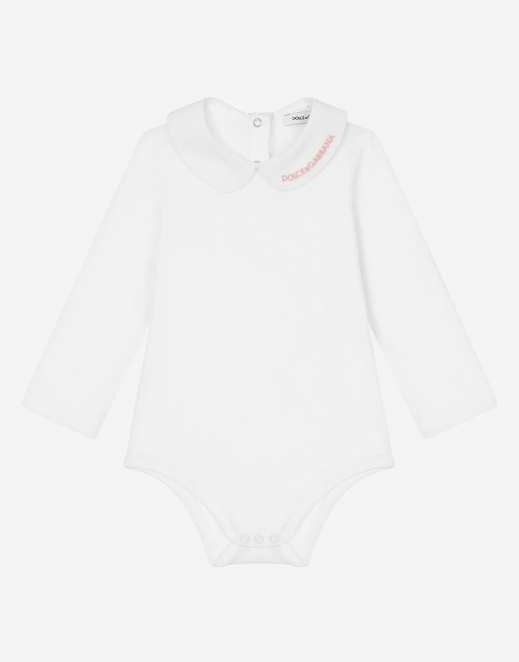 Long-sleeved babygrow with embroidered collar