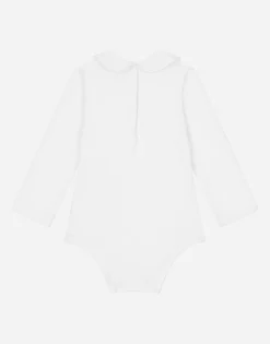 Long-sleeved babygrow with embroidered collar