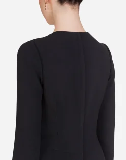 Long-sleeved cady midi dress