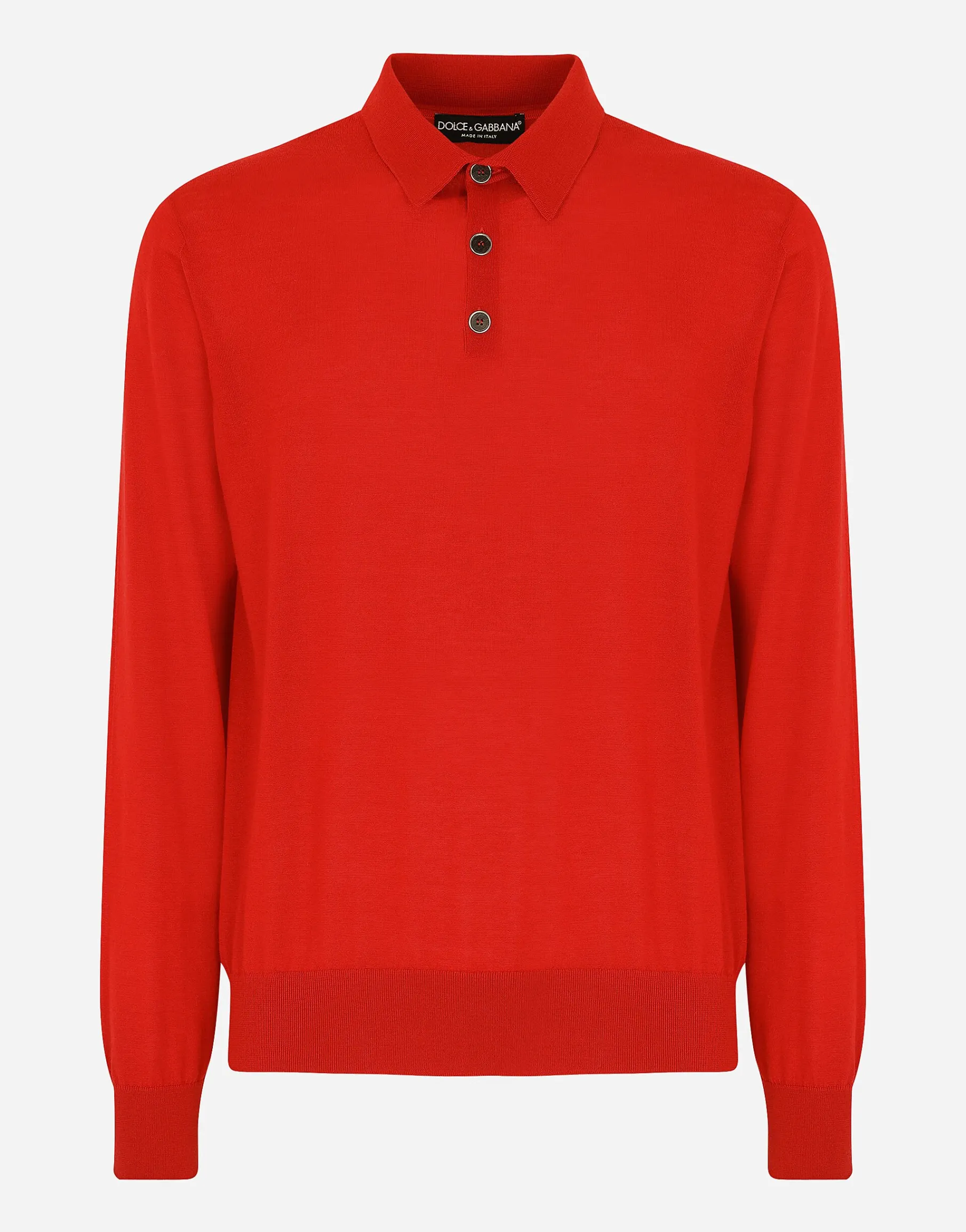 Long-sleeved cashmere polo-shirt