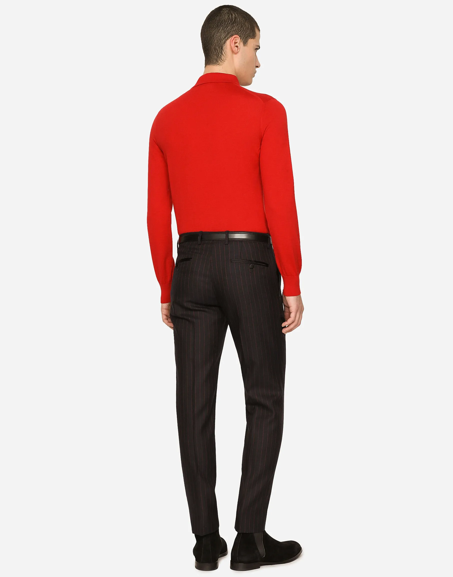 Long-sleeved cashmere polo-shirt